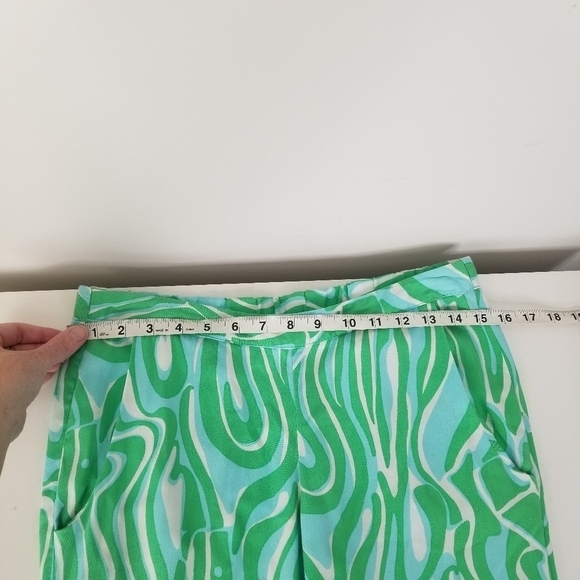Lilly Pulitzer Cambridge Palazzo Wide Leg Pants Green Groovy Print Size S Y2K - Picture 3 of 12